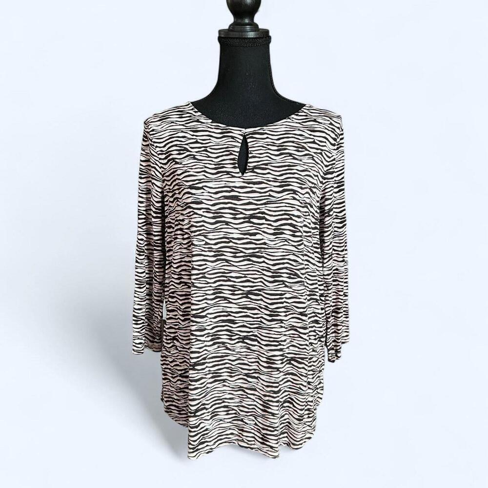 Vintage Y2K Liz Claiborne zebra print blouse Size Small